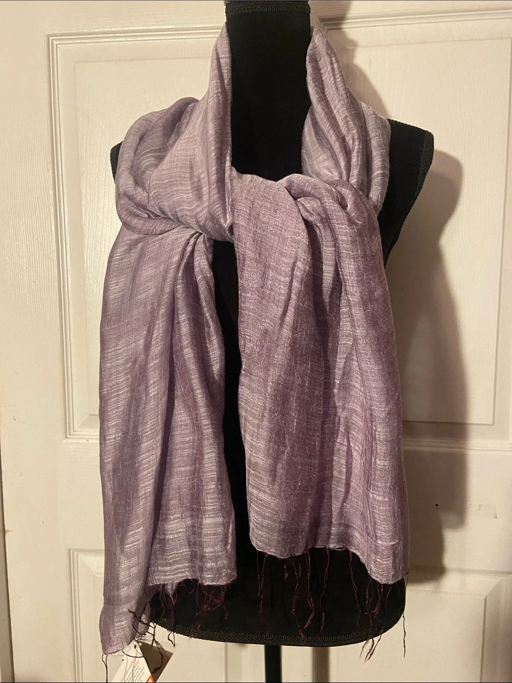 SERRV Lightweight Lavender Wrap Pashmina Scarf w:Fringe Silk/Linen New Vietnam